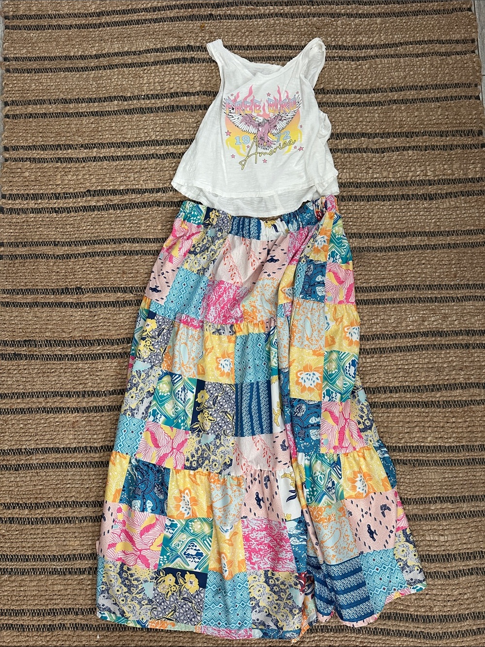 Bohemian Patchwork Maxi Skirt in Multicolor tank
